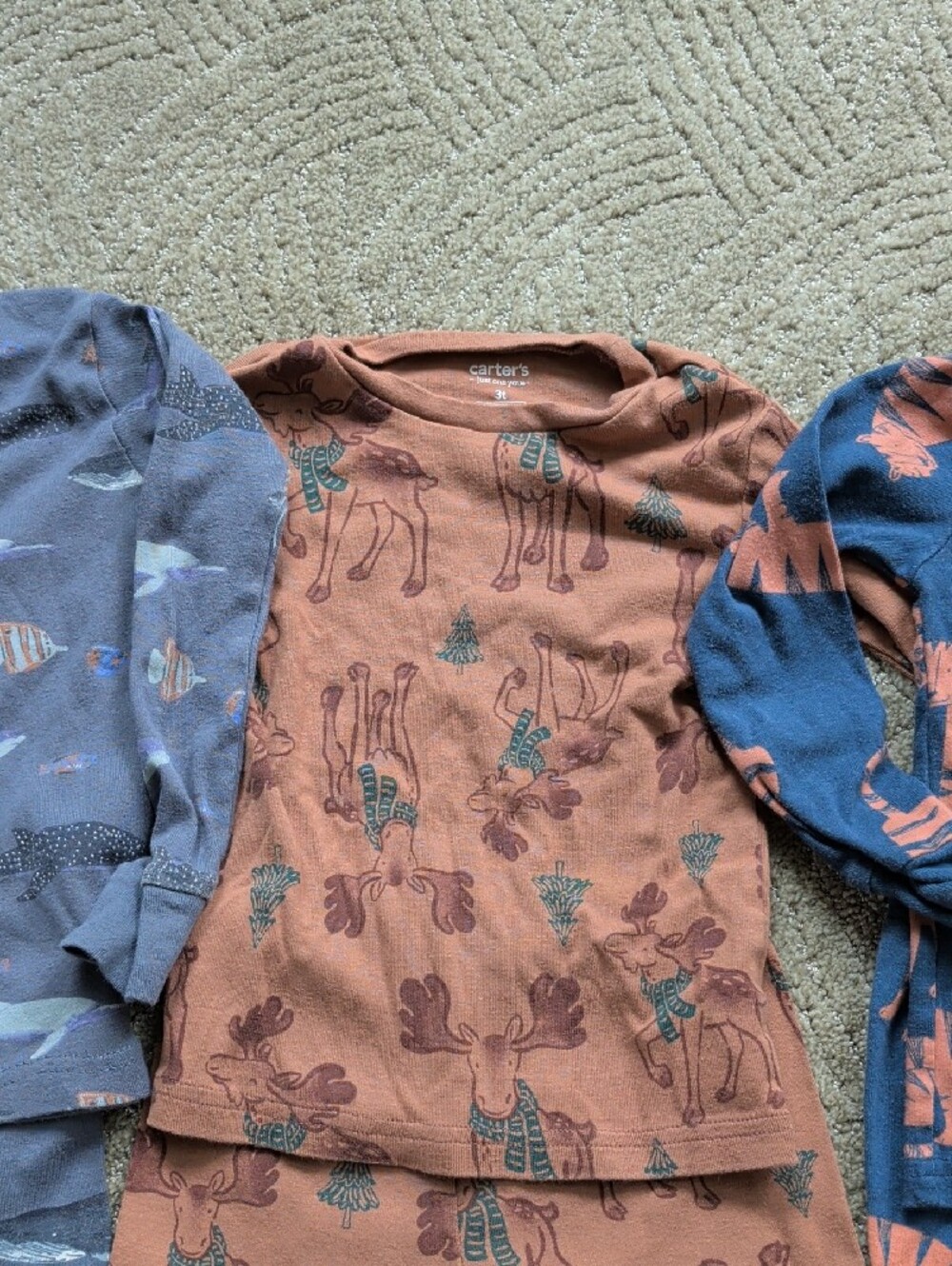 Carter's Kids Pajama Joggers Set - Blue, Peach & Light Teal - Picture 3 of 5